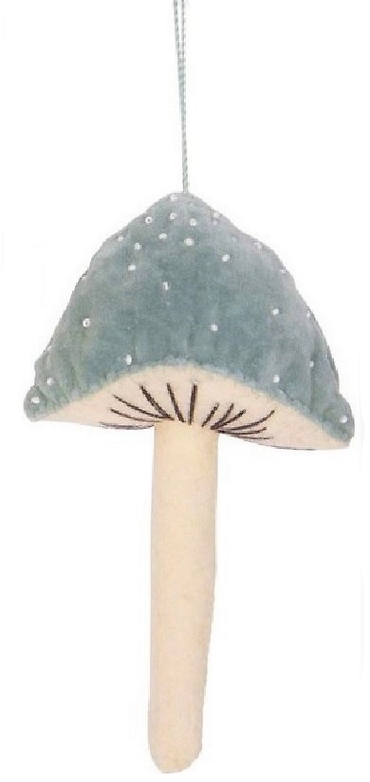 Velvet Mushroom Ornament | Eucalyptus Blue