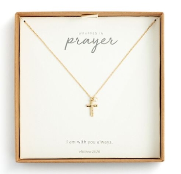 Cross and Pearl Necklace - Gold