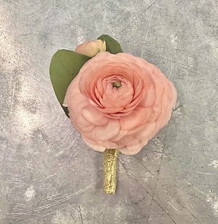 Peach Ranunculus Boutonniere
