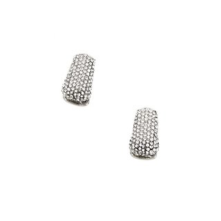 Joy Susan Silver Pave Trap Hinged Earrings