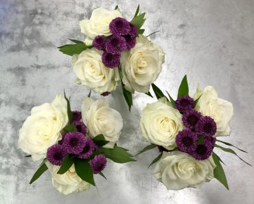 Purple Polkadot Bridesmaids\' Bouquets