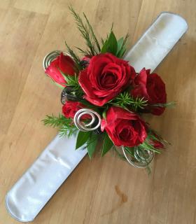 Red Swirl Corsage
