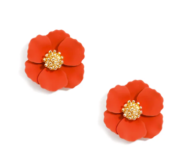 Zenzii Flower Stud Earrings- Red