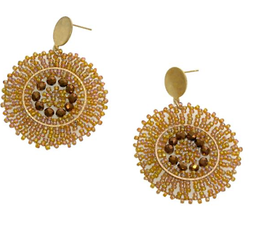 Joy Susan Gold Bead Disc Stud Earrings