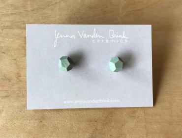 Earrings | Faceted Porcelain Studs - Mint