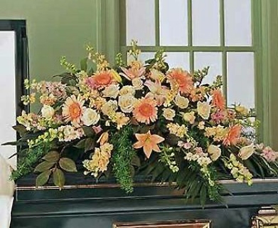 Peach Splendor Casket Spray