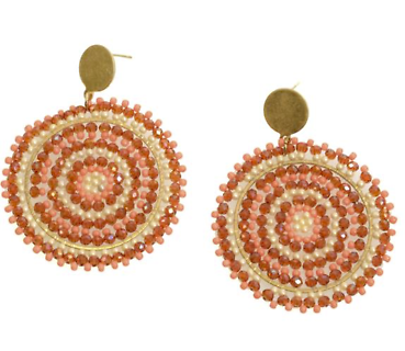 Joy Susan Pink Beaded Disc Stud Earrings