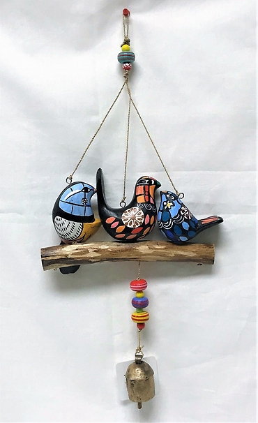 Wind chime birds on a limb