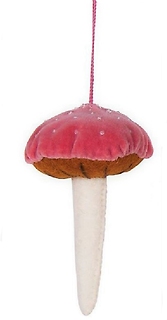 Velvet Mushroom Ornament | Red