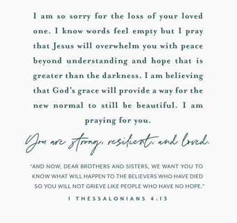 Loss of a Loved One Enclosure Card