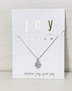 Joy Susan Necklace- Silver Wrapped Gem