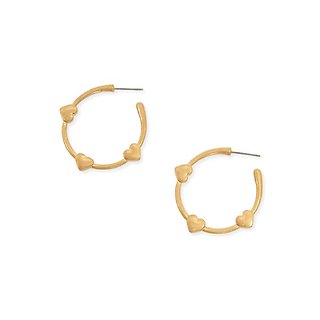 Joy Susan Gold Three Heart Hoop Earrings