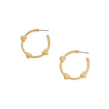 Joy Susan Gold Three Heart Hoop Earrings