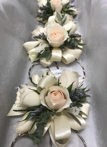 Blush & Navy Corsages