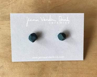 Earrings | Faceted Porcelain Studs - Teal